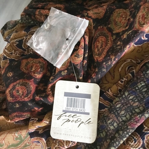 Free People Merrie Mixed Print Tunic Top Long Sleeve Smocked Boho Small - Picture 3 of 7